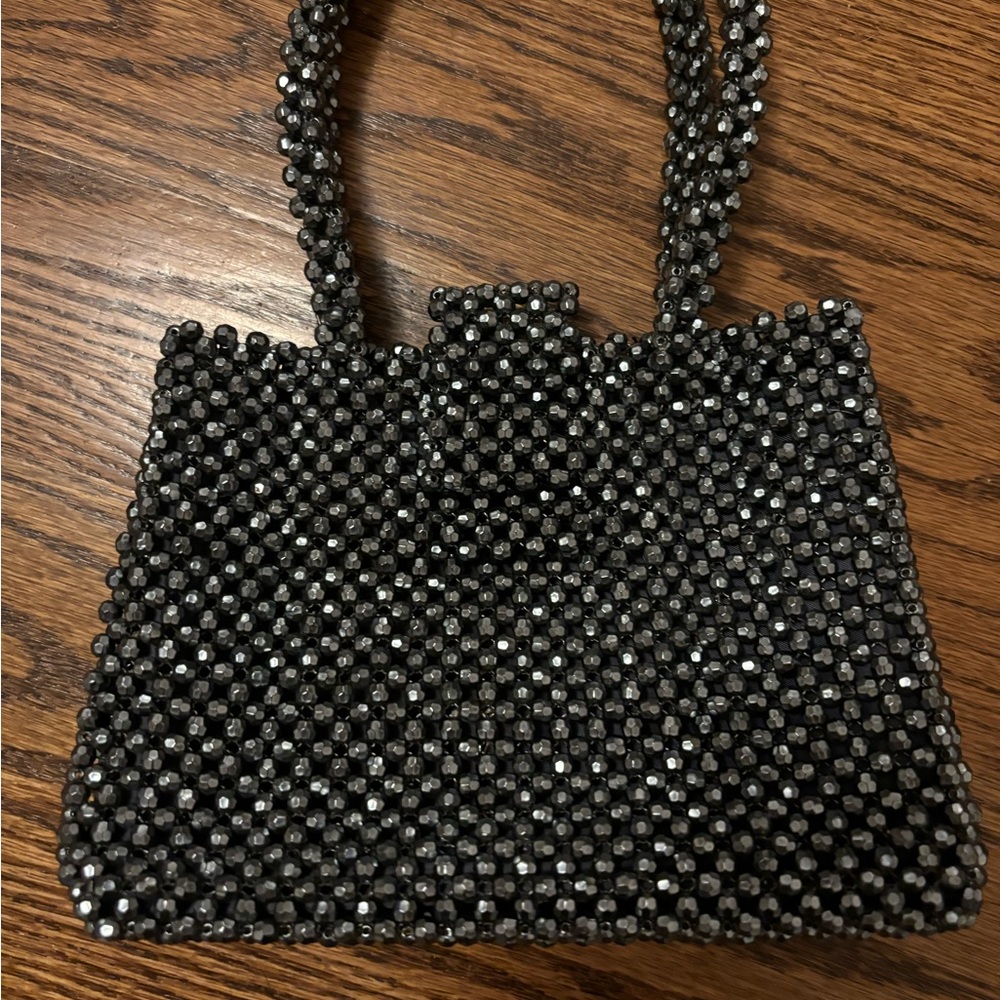 Sabina Black and Silver Beaded Clutch